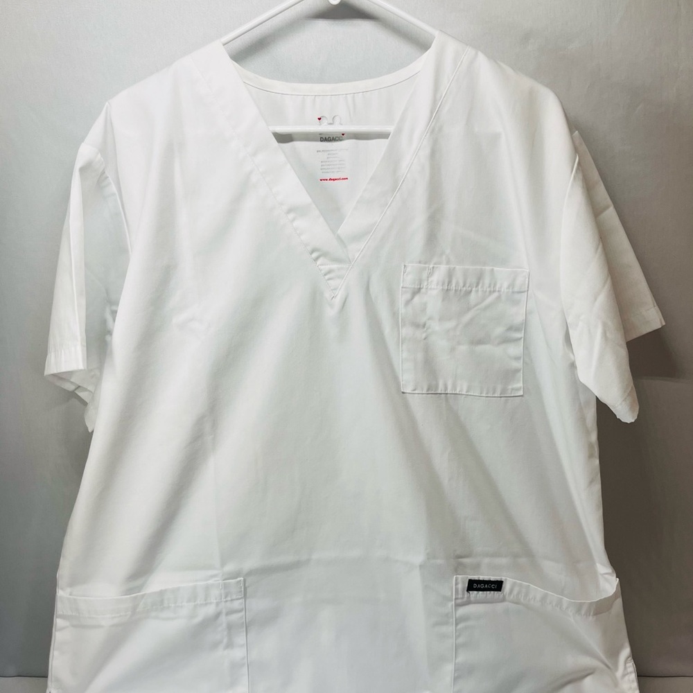 Elegant White V-Neck Women's Scrub Top